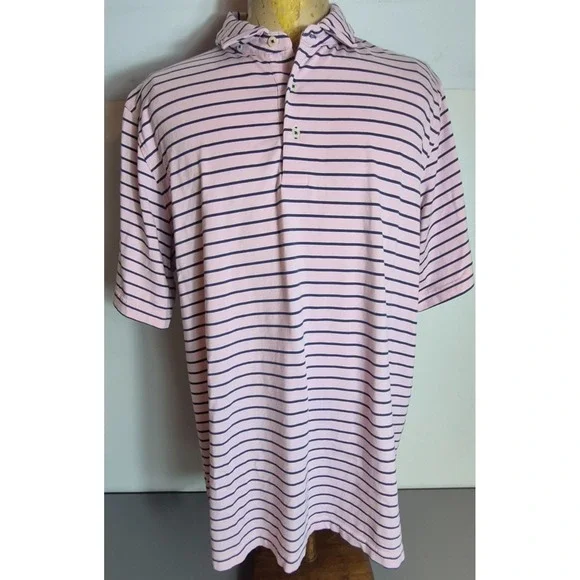 Stitch Golf Mens Polo Shirt XL Pink Blue Striped - Picture 1 of 5